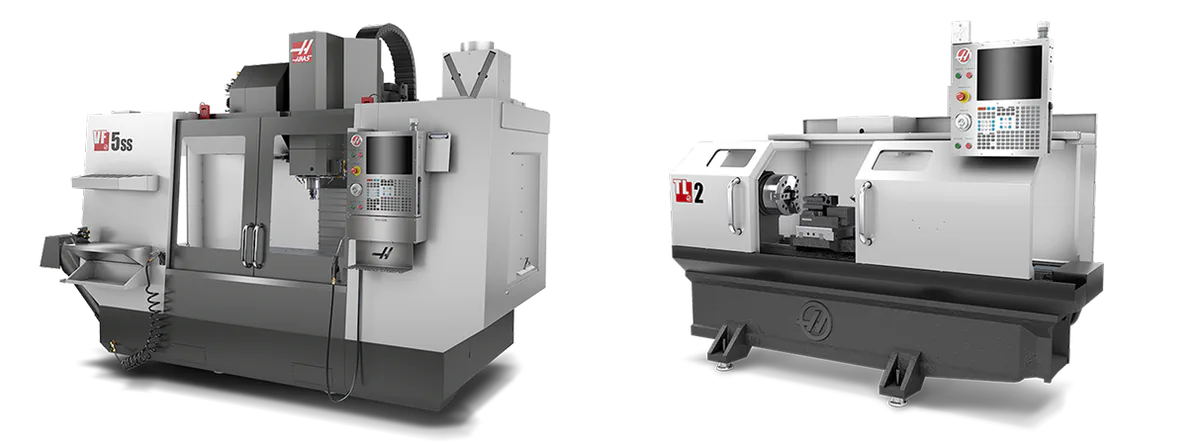 HAAS VF-5SS machining centre and HAAS TL-2 lathe